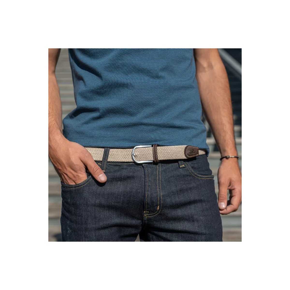 BillyBelt - Ceinture élastique tressée naturel