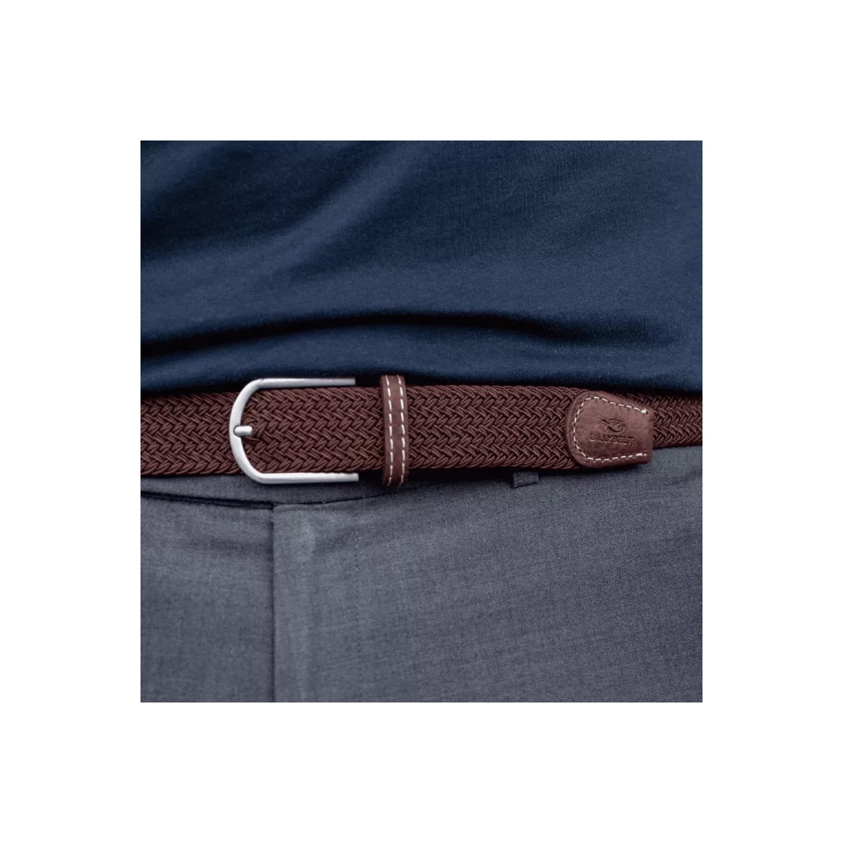 BillyBelt - Ceinture élastique tressée marron