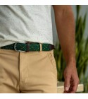 BillyBelt - Ceinture élastique tressée vert et jaune