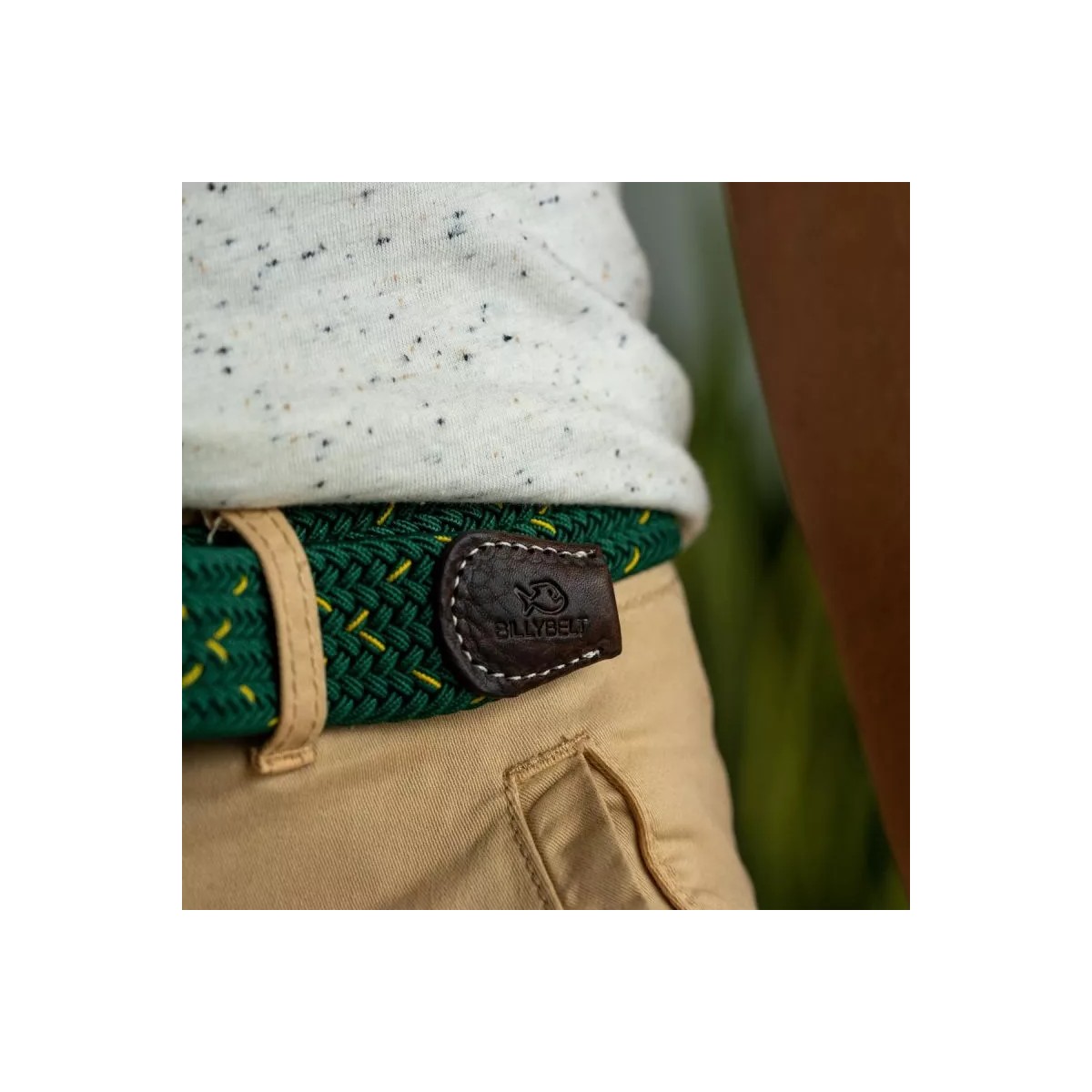 BillyBelt - Ceinture élastique tressée vert et jaune