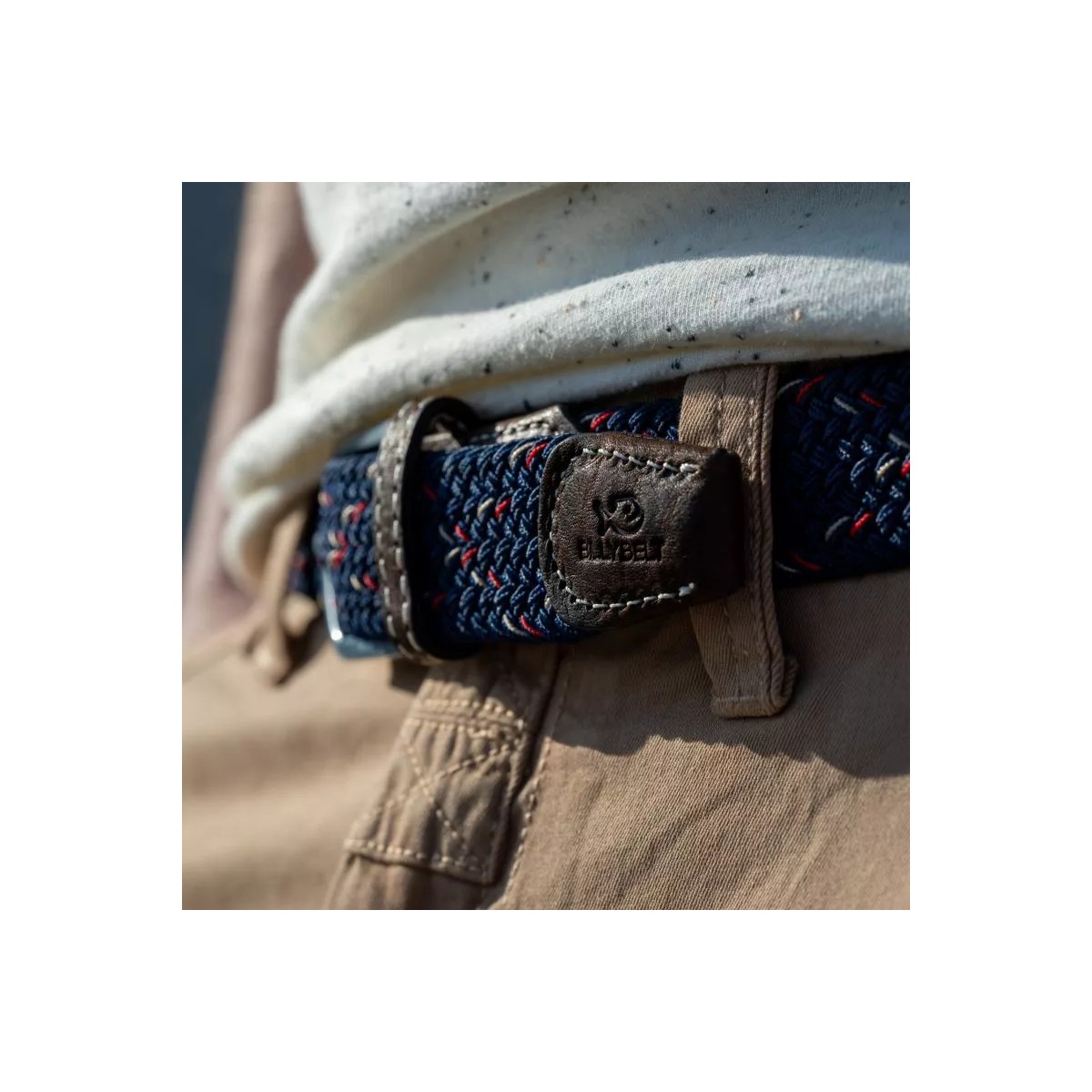 BillyBelt - Ceinture élastique tressée noire et blanche