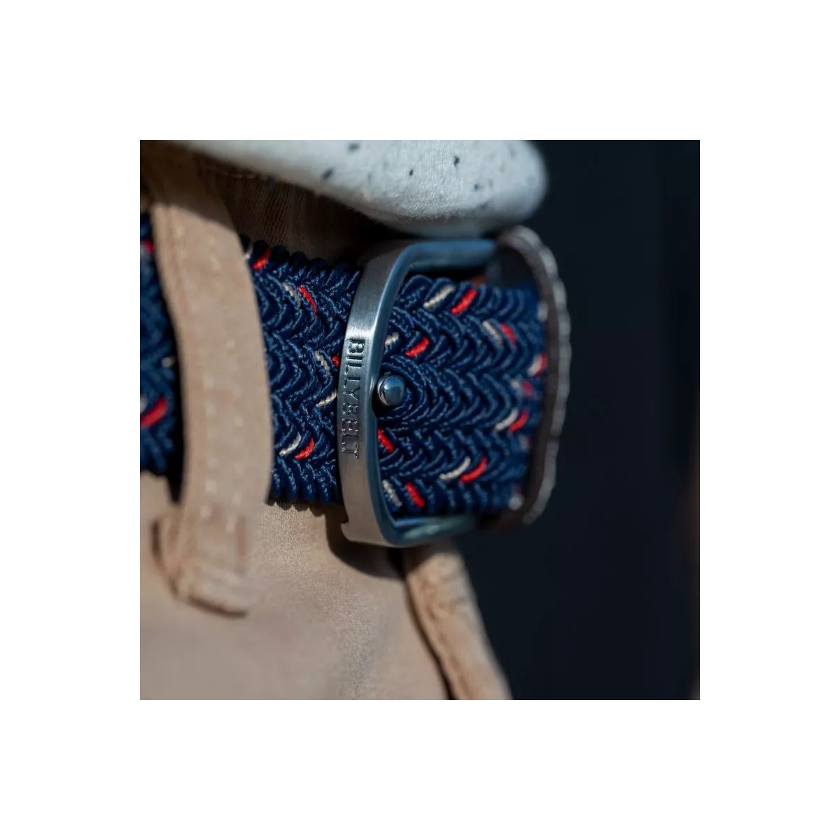 BillyBelt - Ceinture élastique tressée noire et blanche