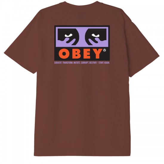 OBEY - T-shirt marron visuel multicolor