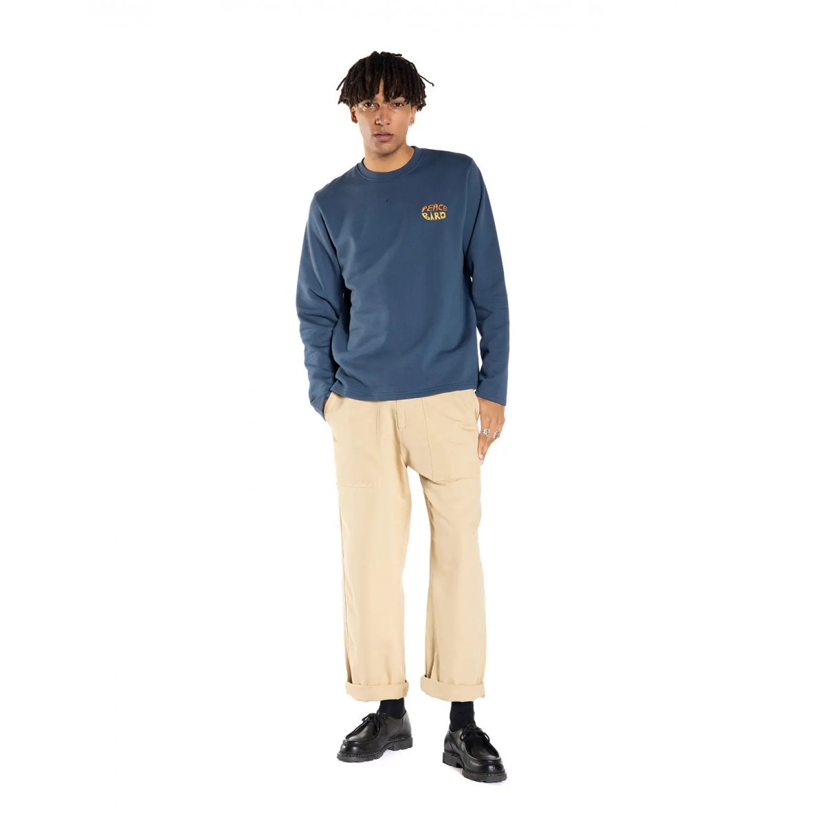 Olow - Sweat bleu sérigraphié