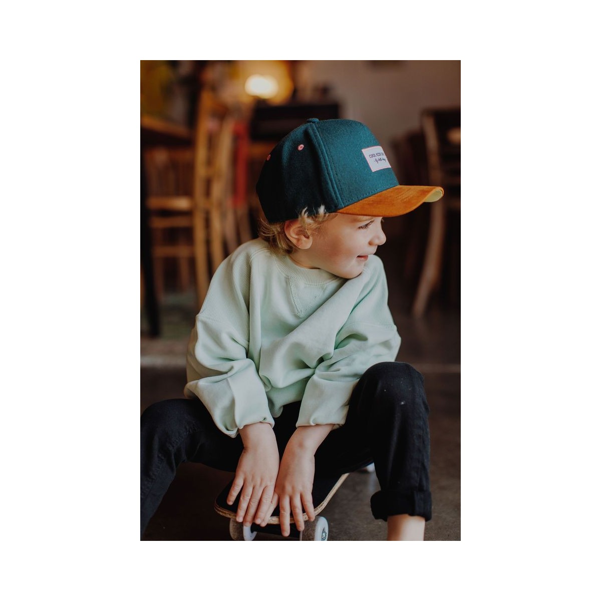 Hello Hossy - Casquette enfant en feutrine vert canard