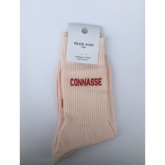 Félicie Aussi - Chaussettes femme "Connasse" rose