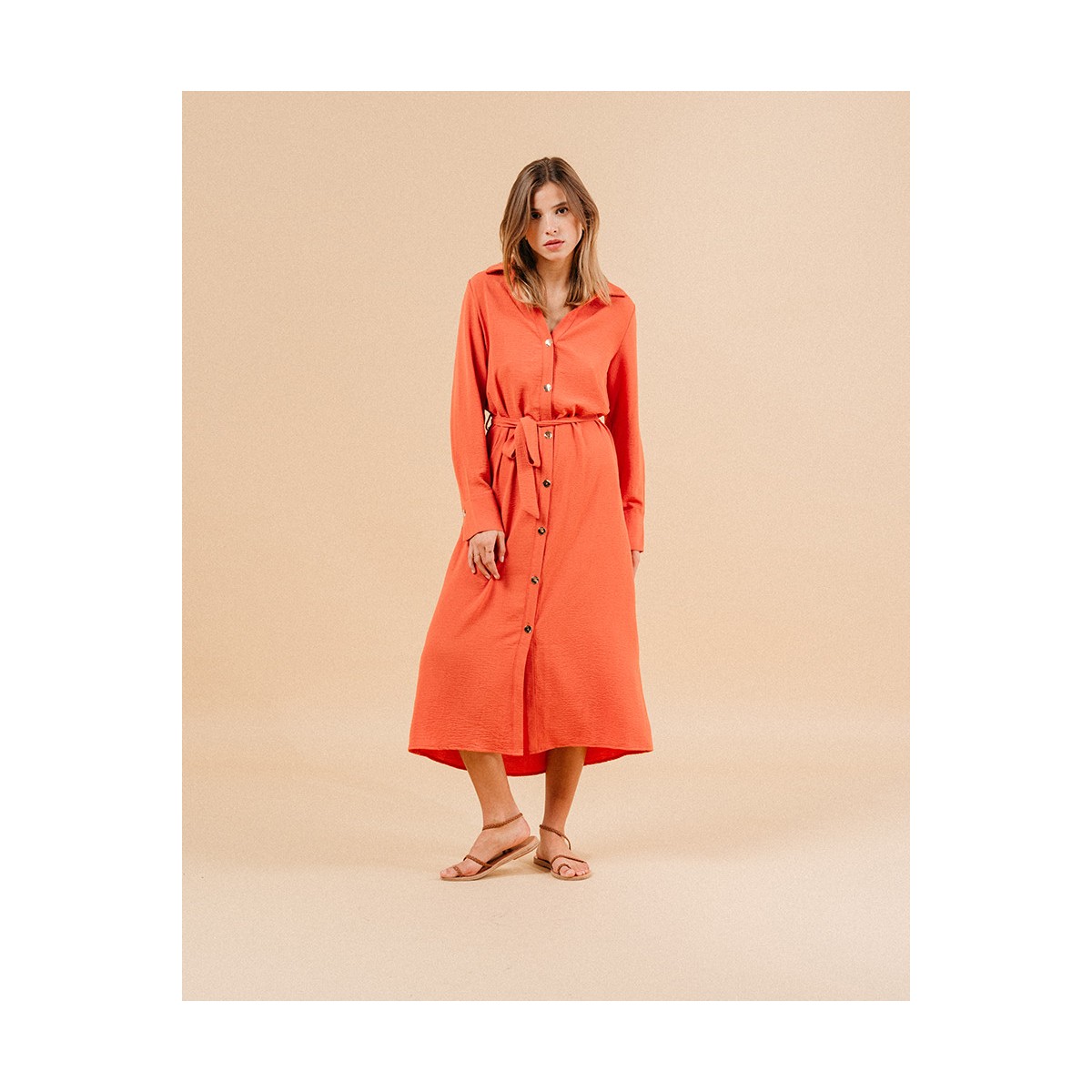 Grace et Mila - Robe longue pêche