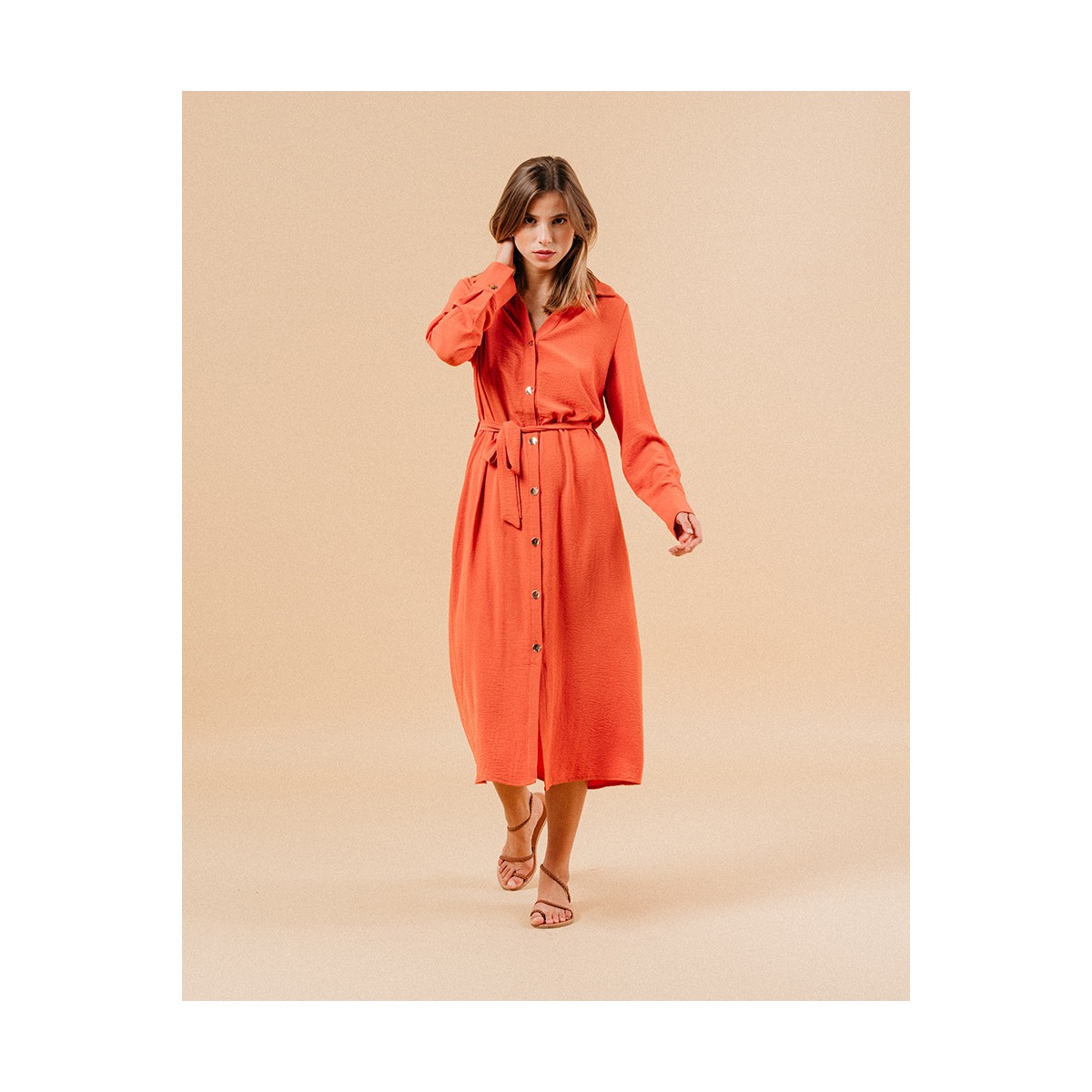 Grace et Mila - Robe longue pêche