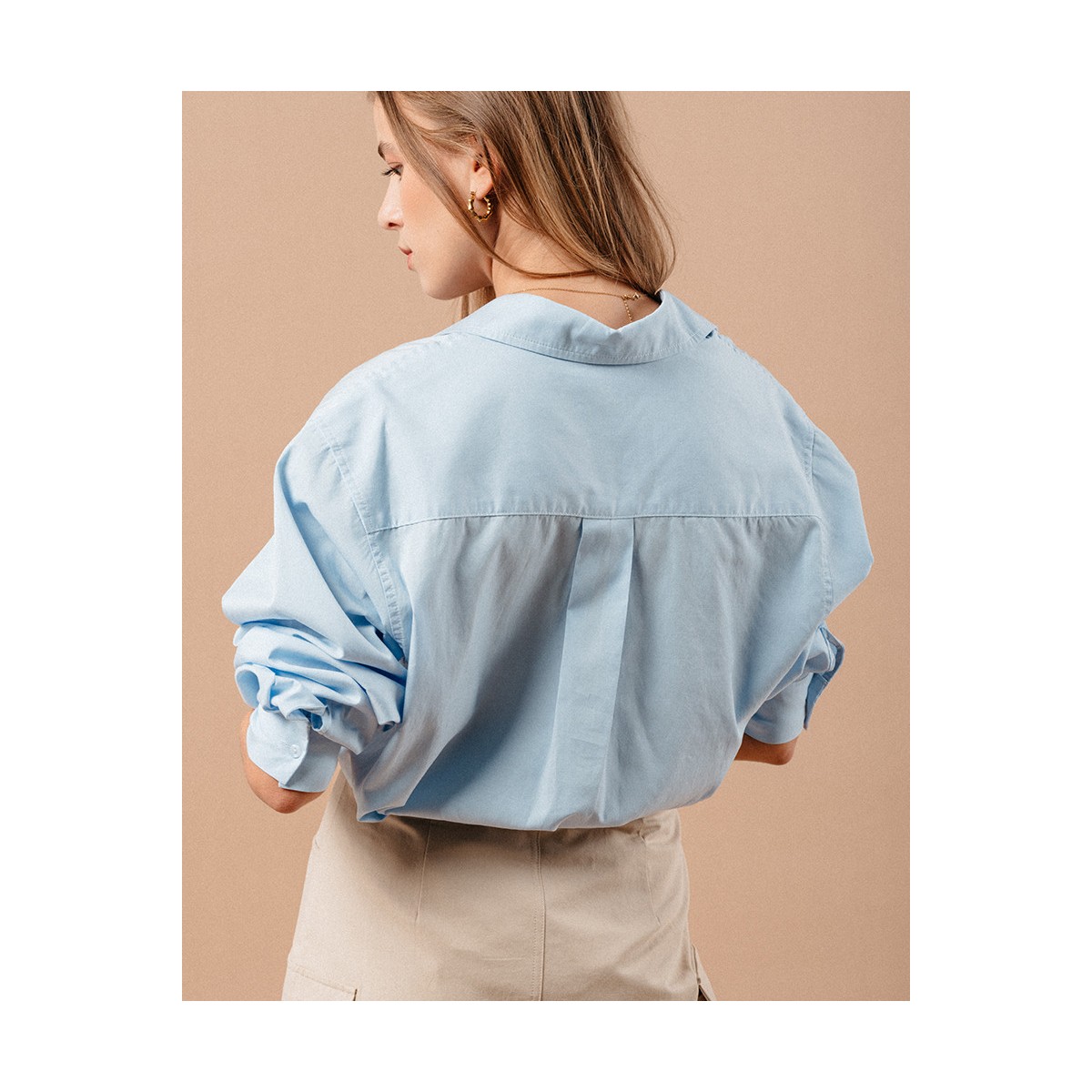 Grace et Mila - Chemise bleu ciel brodé