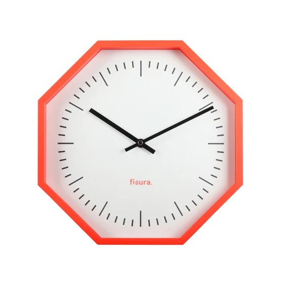 FISURA - Horloge murale corail fluo