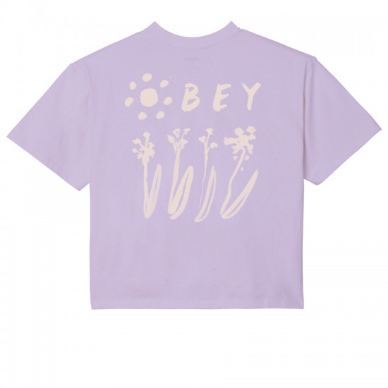OBEY - T-shirt mauve imprimé