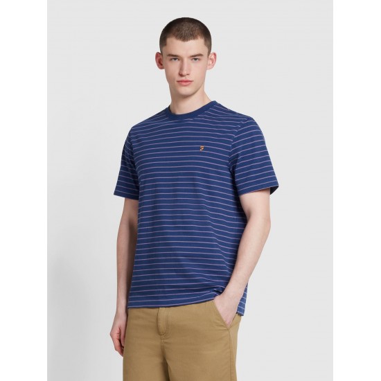 FARAH - T-shirt rayé bleu marine et violet