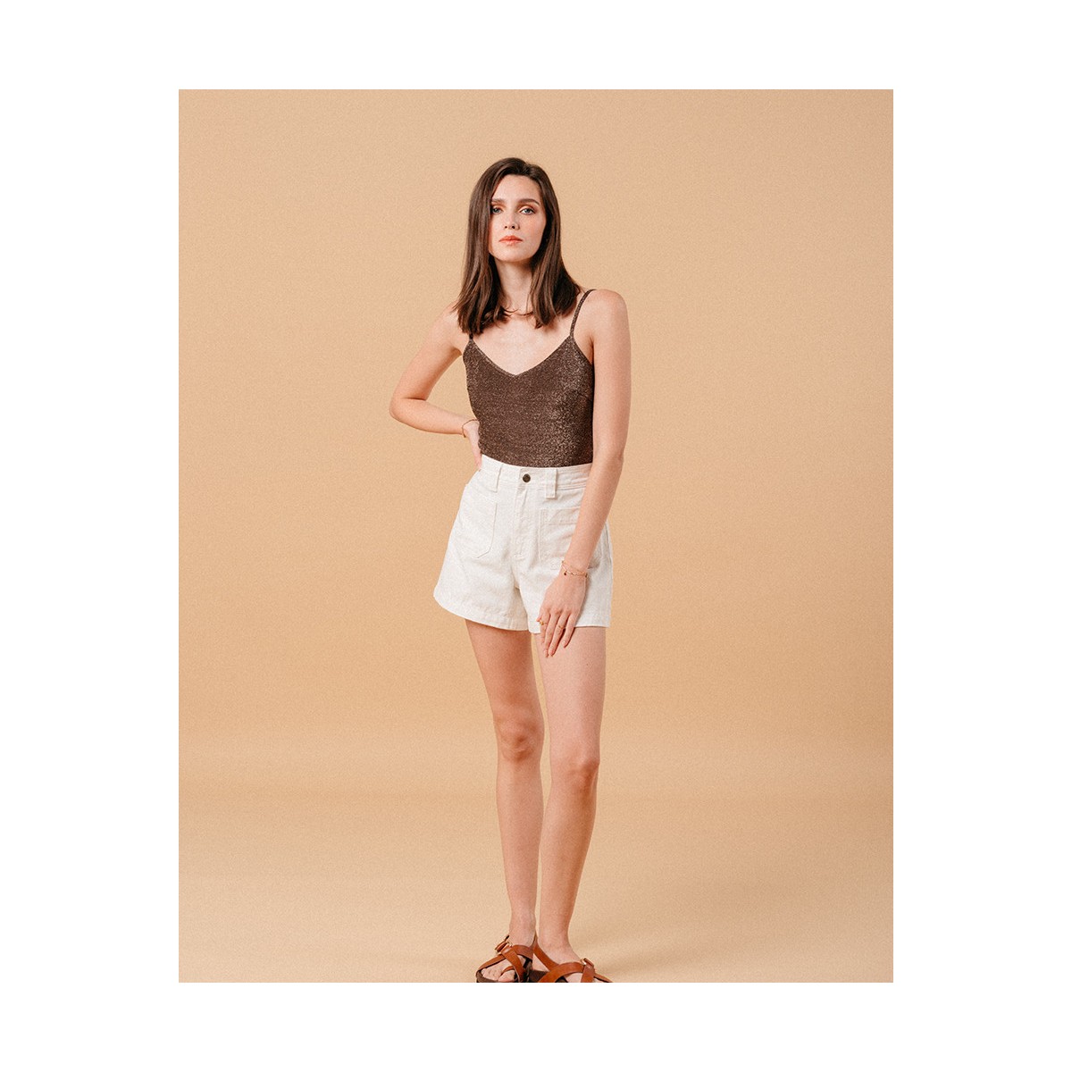 Grace et Mila - Body à bretelles chocolat