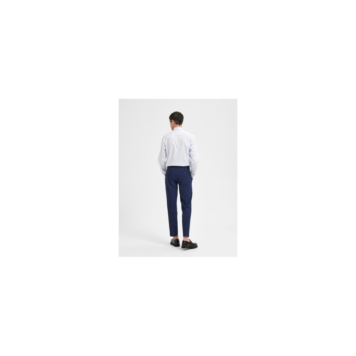 Selected - Pantalon de costume en lin bleu marine