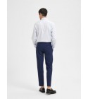 Selected - Pantalon de costume en lin bleu marine