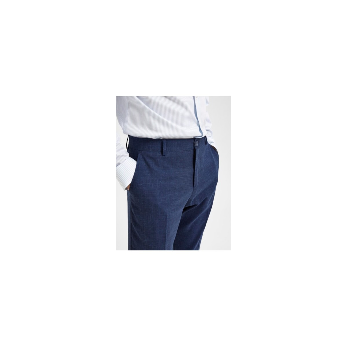 Selected - Pantalon de costume en lin bleu marine