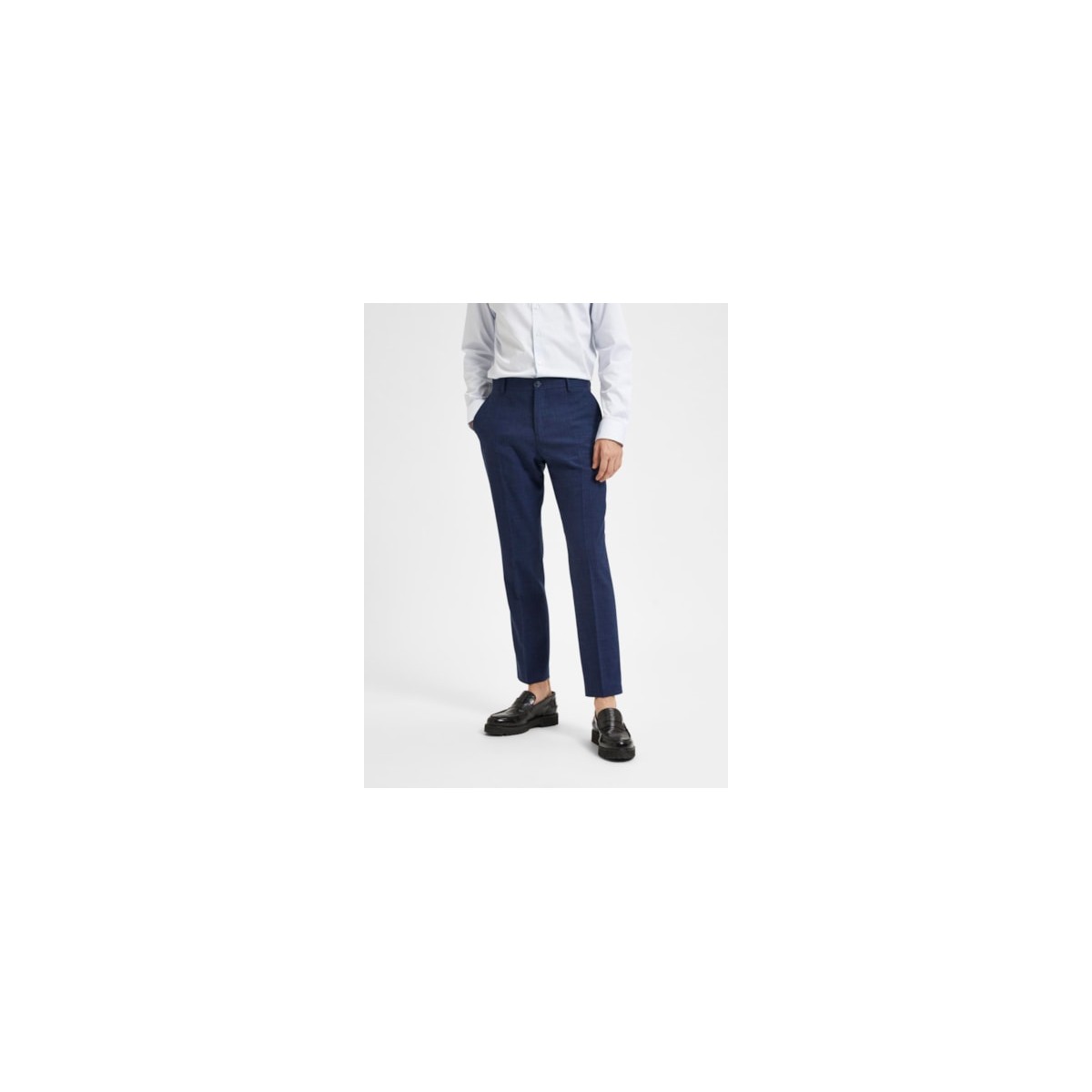 Selected - Pantalon de costume en lin bleu marine