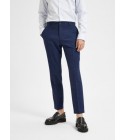 Selected - Pantalon de costume en lin bleu marine