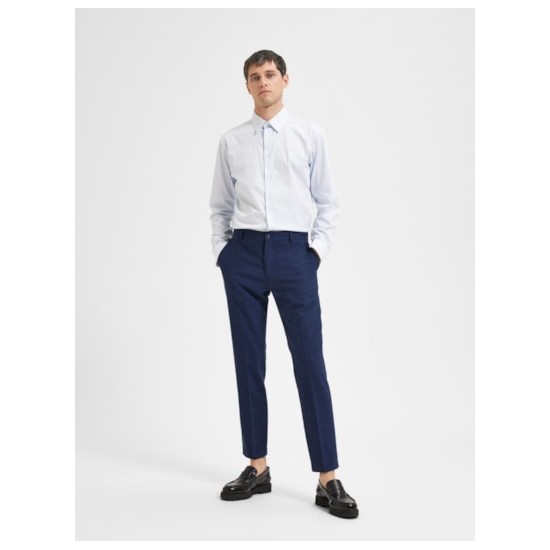 Selected - Pantalon de costume en lin bleu marine
