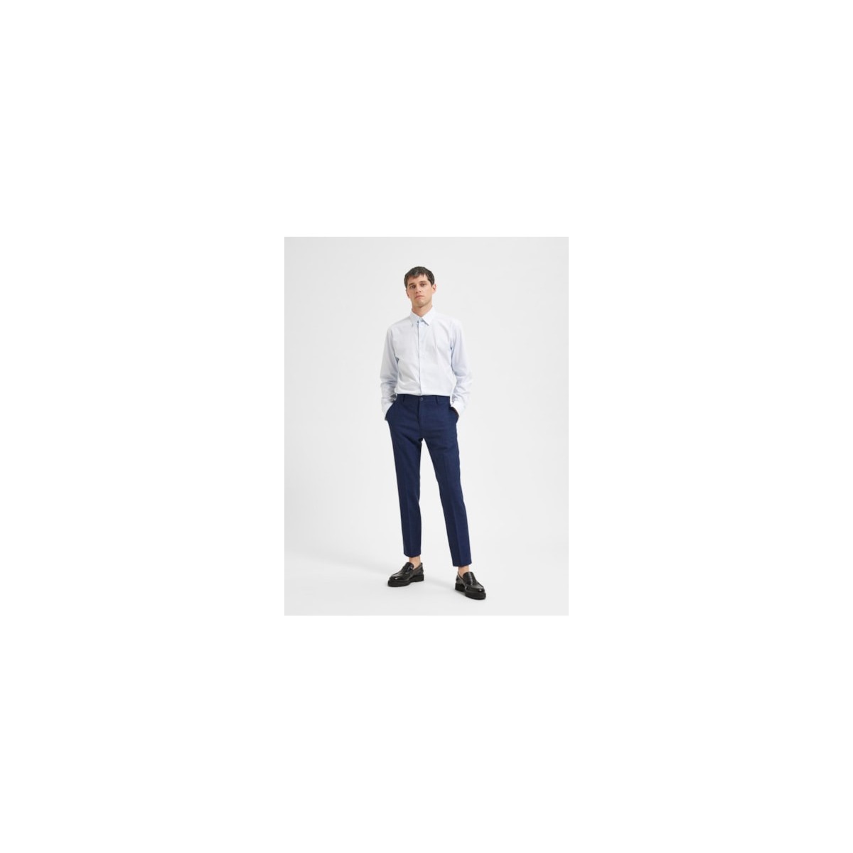 Selected - Pantalon de costume en lin bleu marine