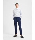Selected - Pantalon de costume en lin bleu marine