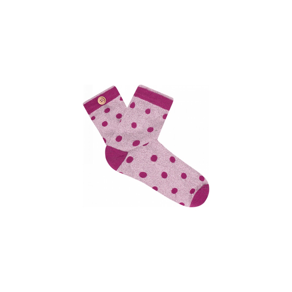 Cabaia - Chaussettes femme en lurex rose clair à pois