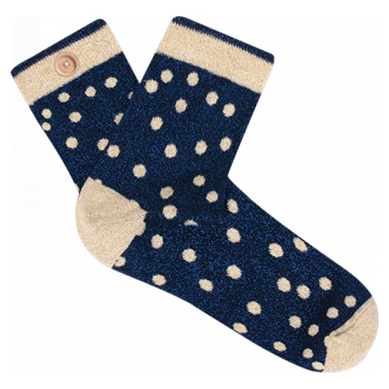 Cabaia - Chaussettes femme en lurex bleu nuit à pois