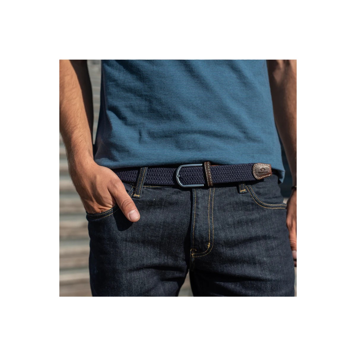 BillyBelt - Ceinture élastique tressée bleu marine