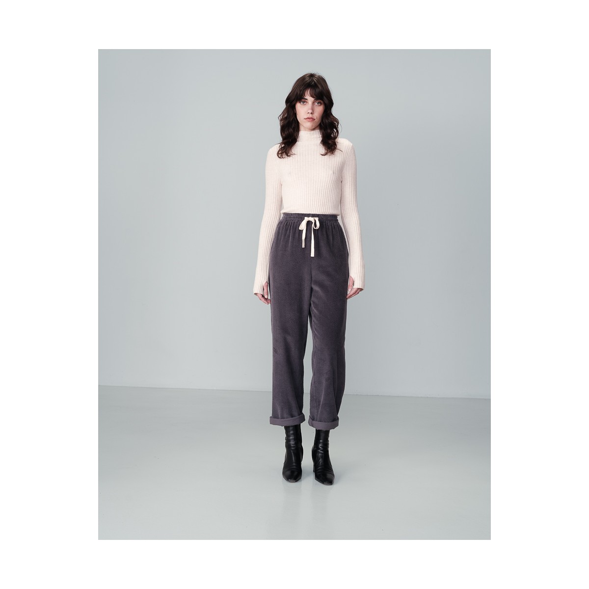 Grace et Mila - Pantalon en velours anthracite