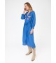 Robe longue brodée bleue