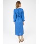 Robe longue brodée bleue