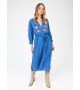 Robe longue brodée bleue