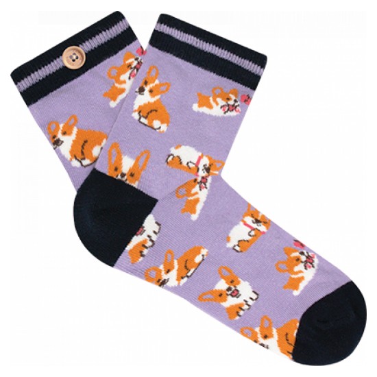 Cabaia - Chaussettes femme mauve à motif chiens