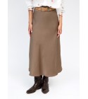 Jupe fluide satinée taupe