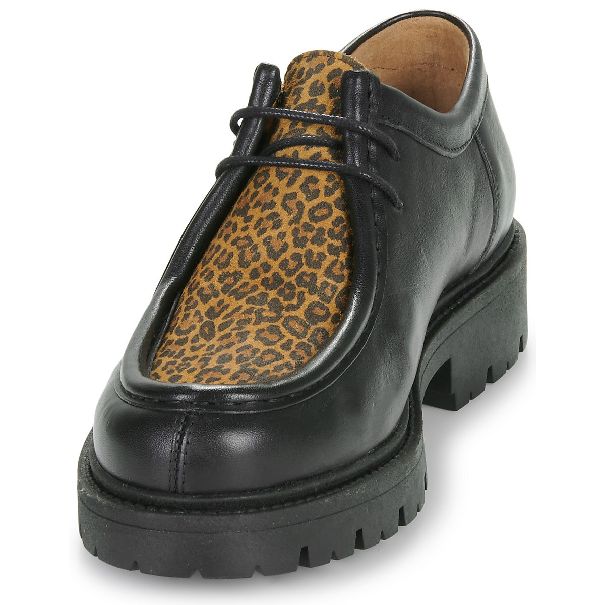 Christian Pellet - Derbies en cuir noire / léopard