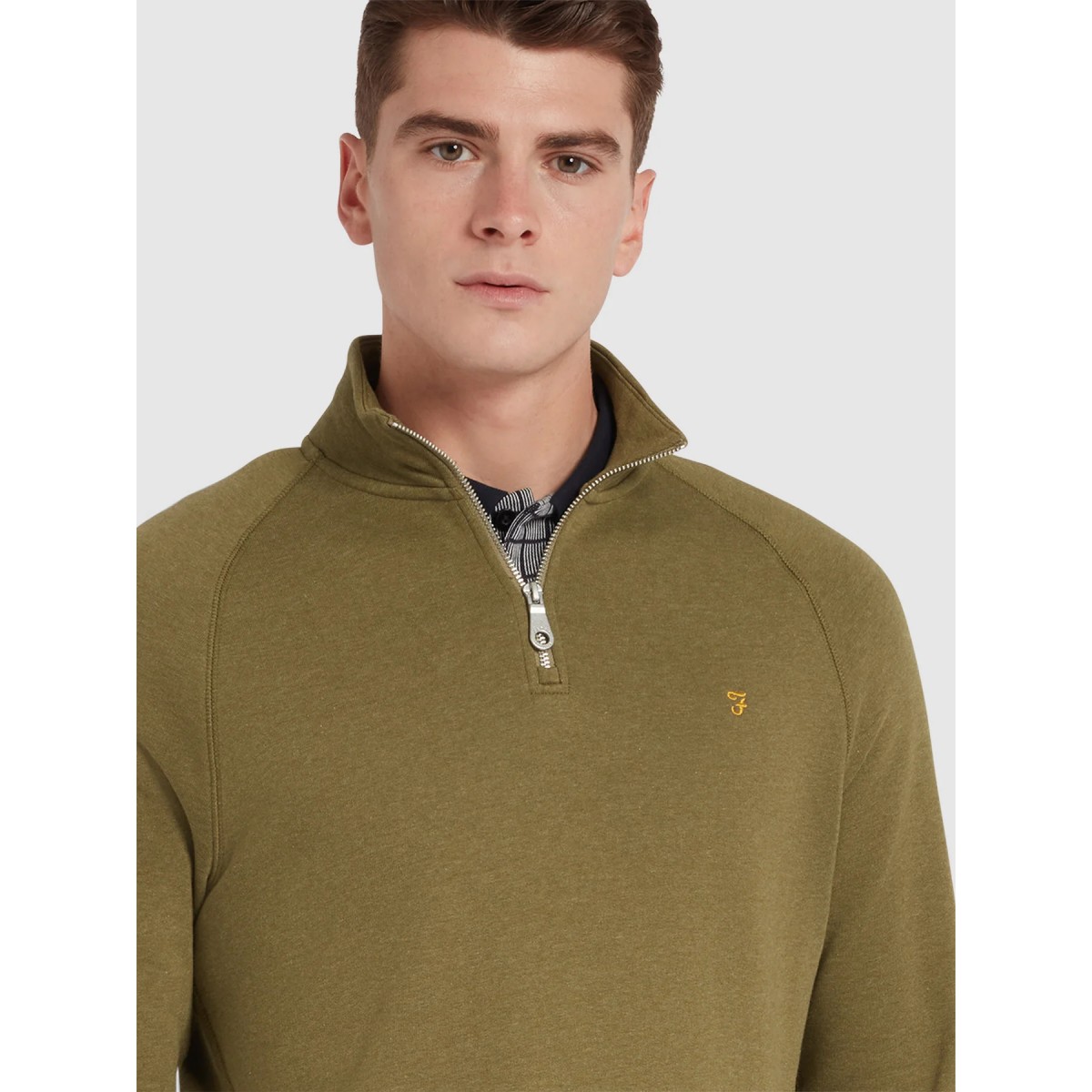 FARAH - Sweat-shirt à col zippé kaki