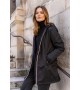 Laura Jo - Manteau imperméable long fourré noir