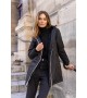 Laura Jo - Manteau imperméable long fourré noir