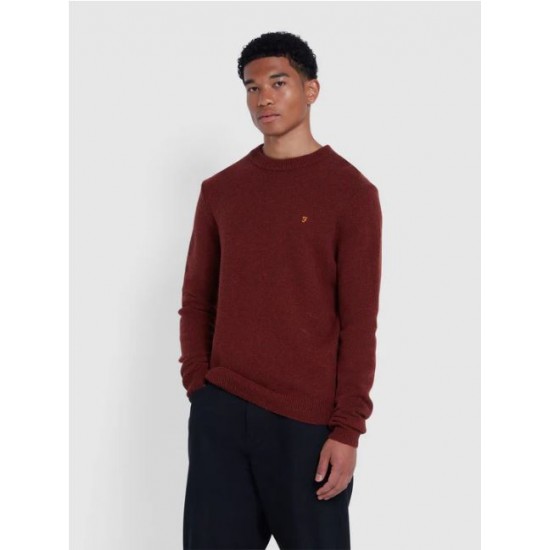 FARAH - Pull en laine rouge brique