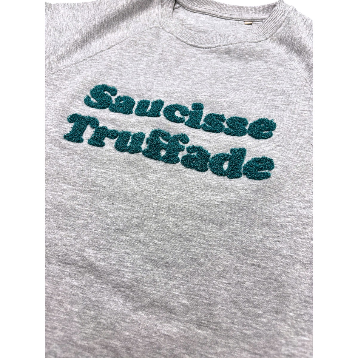 Saucisse Truffade - Sweat gris avec broderie verte