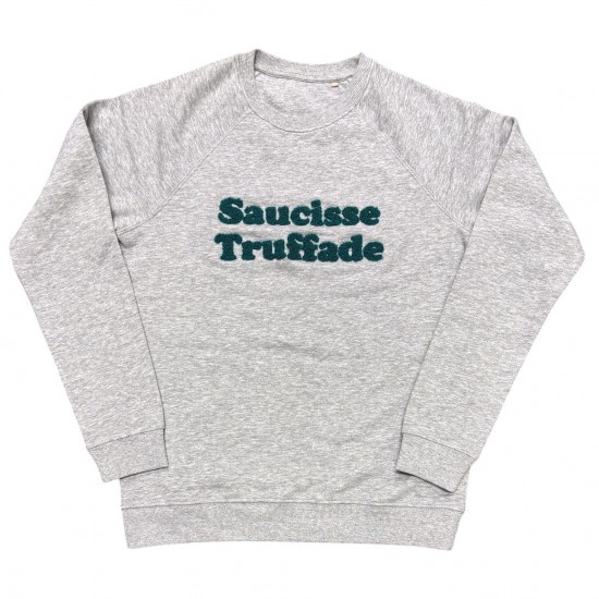 Saucisse Truffade - Sweat gris avec broderie verte