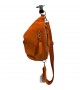 Sac banane en daim orange double zip