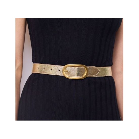 Ceinture en cuir irisé doré