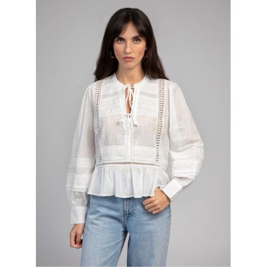 Blouse blanche brodée