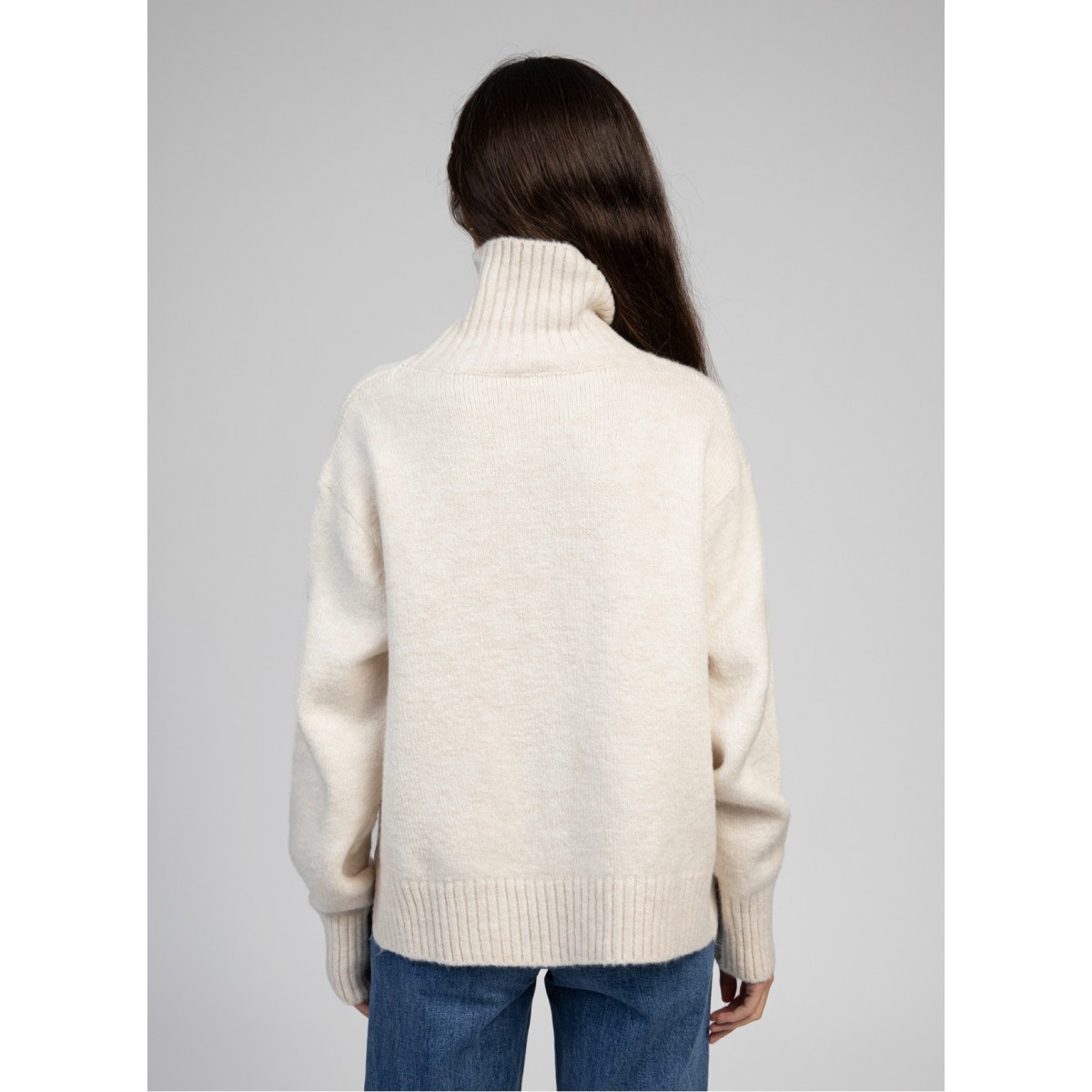Pull col roulé écru