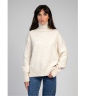 Pull col roulé écru