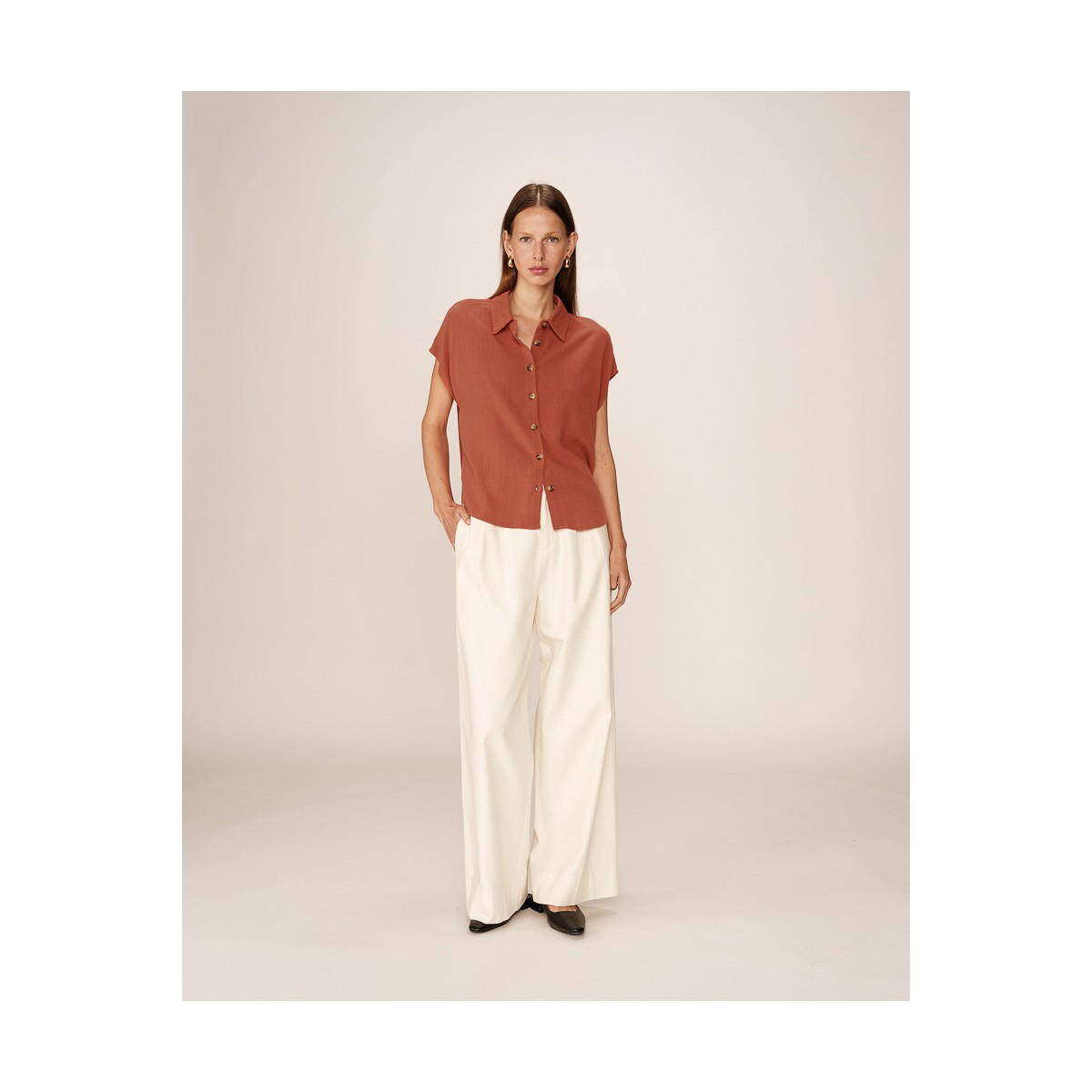 Grace et Mila - Chemise manches courtes terracotta