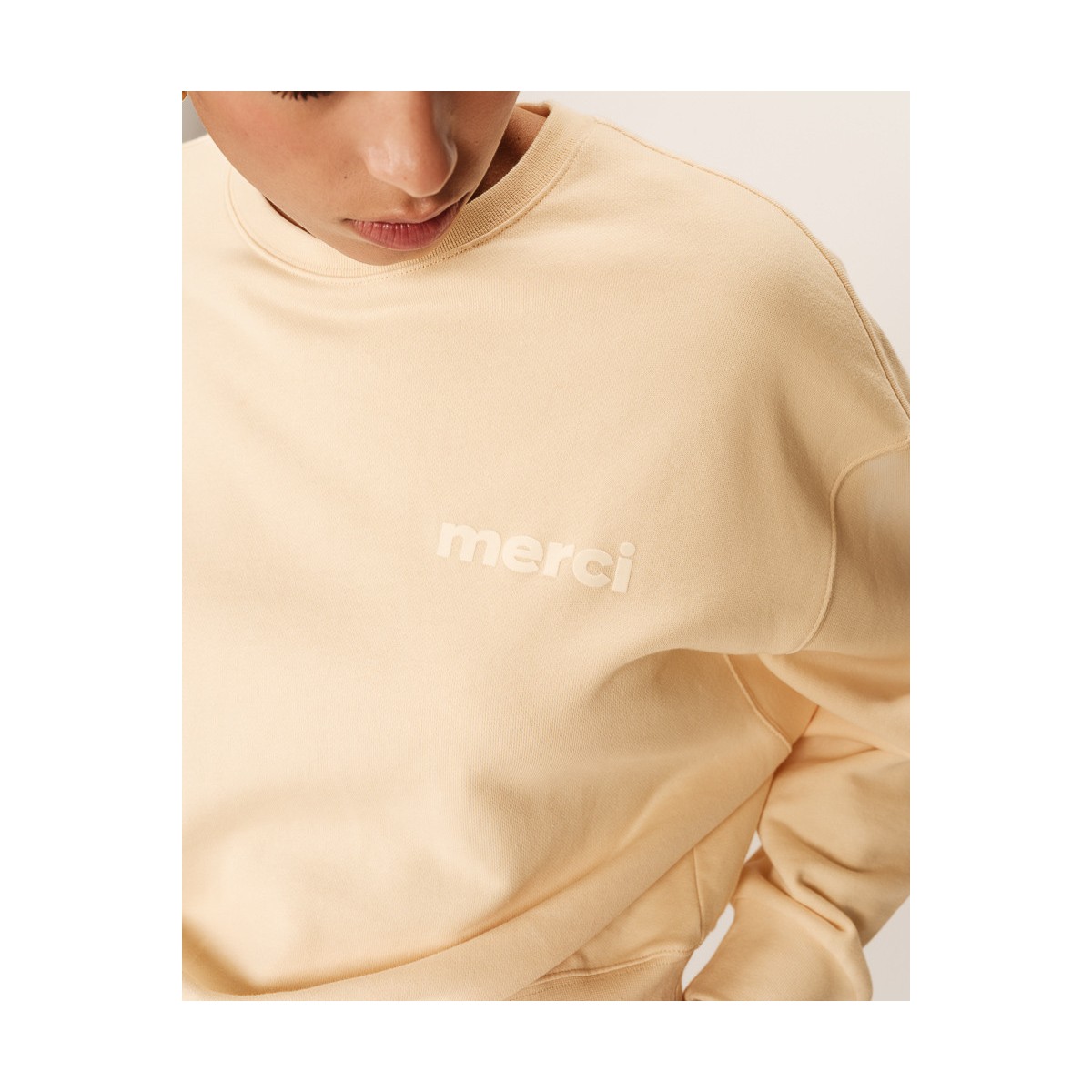 Grace et Mila - Sweat beige " Merci "