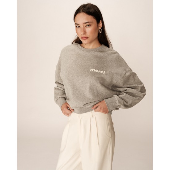 Grace et Mila - Sweat gris " Merci " 2