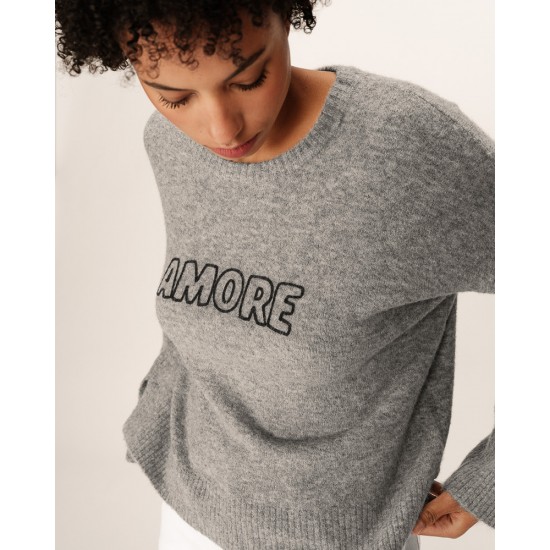 Grace et Mila - Pull oversize gris "Amore"